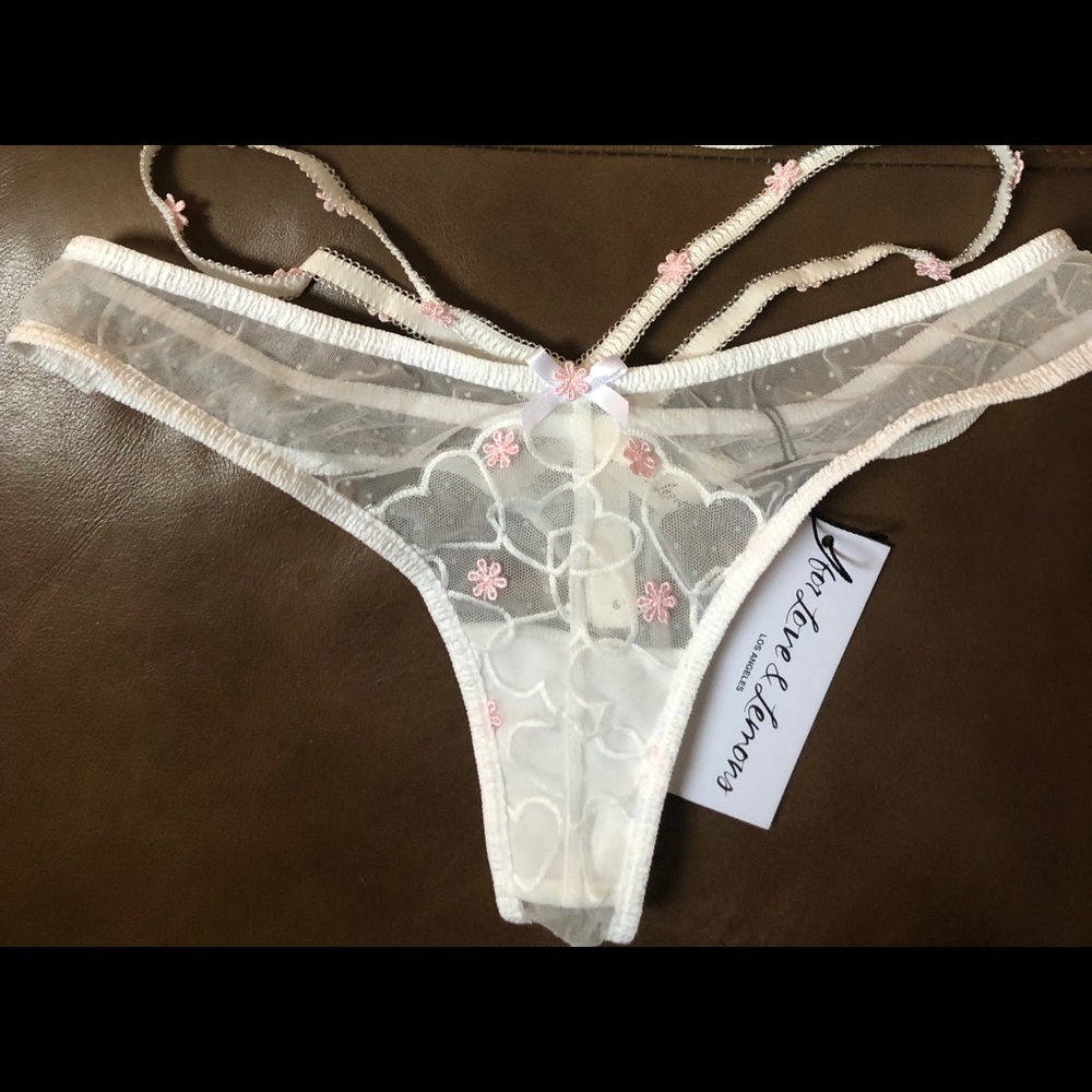 For Love & Lemons Love  Letter Thong Panty Small